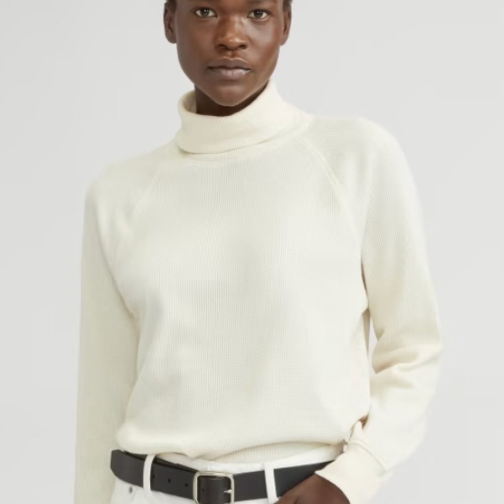 Everlane Cream Waffle Turtleneck